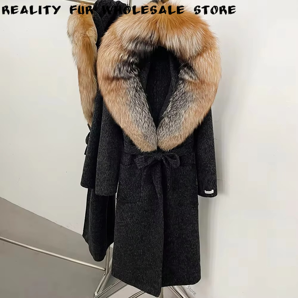 Women Formal Wear With Tie - Women's Wool Coat Long Belted Wool