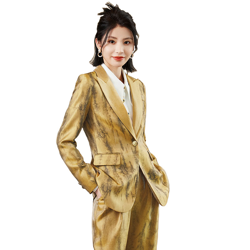 Women Golden Black Formal Pant - Women Formal Wear With Tie ulasan dan harga