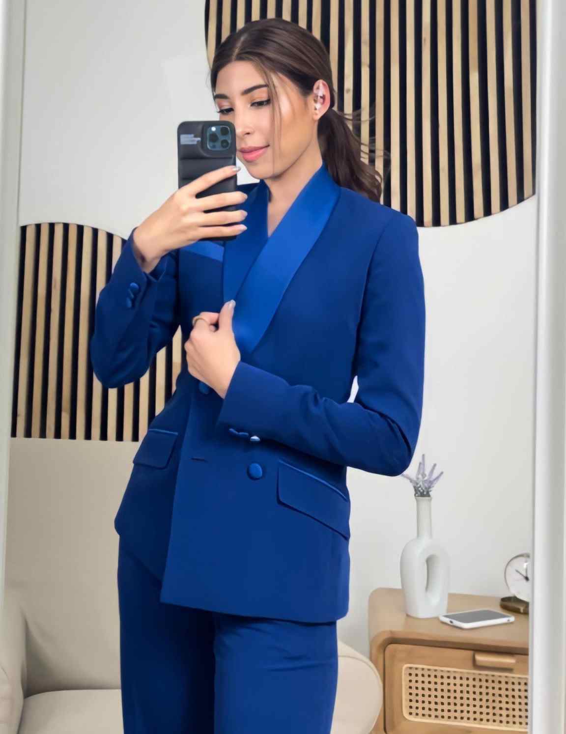 Royal Blue Women Jacket Sets C - Women Formal Wear With Tie ulasan dan harga