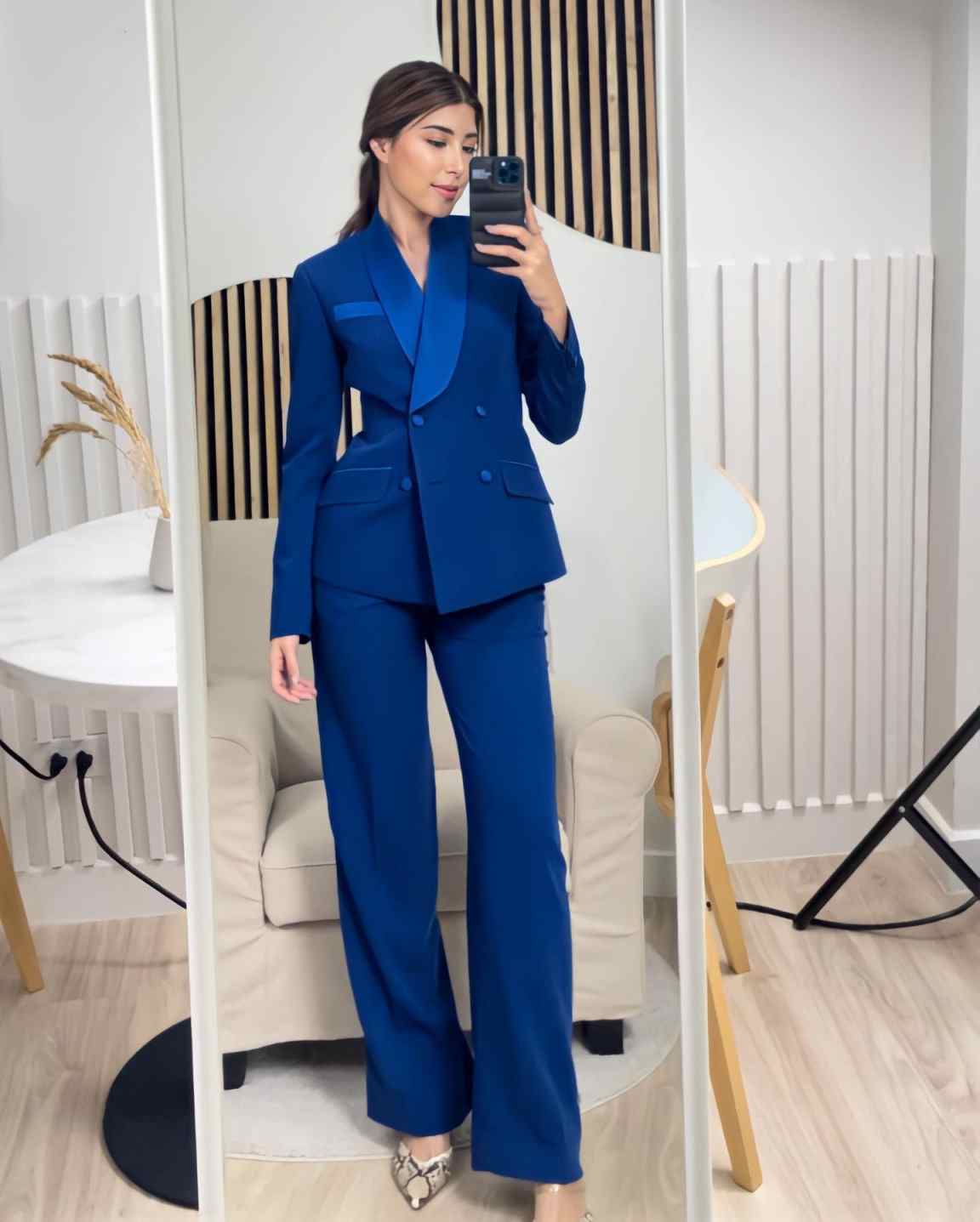 Royal Blue Women Jacket Sets C - Women Formal Wear With Tie ulasan dan harga