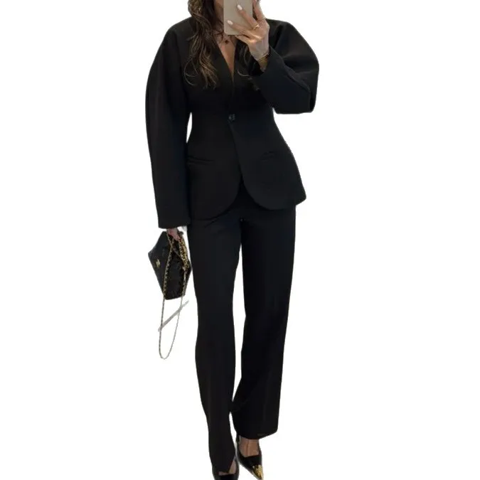 2025 New Women Black V Neck Wa - Women Formal Wear With Tie ulasan dan harga