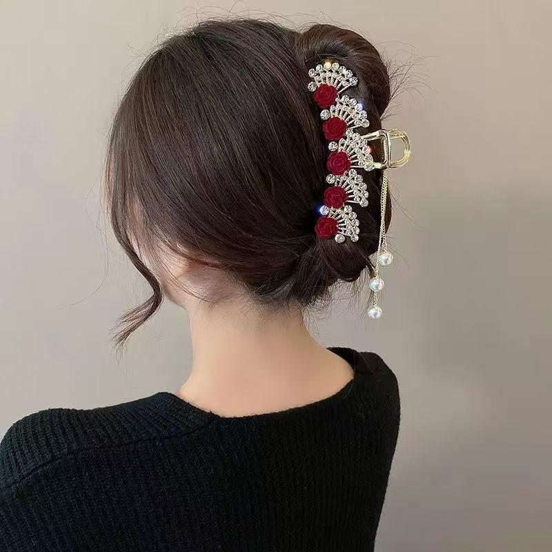 Vintage Red Floral Rhinestone  - Women Formal Wear With Tie ulasan dan harga