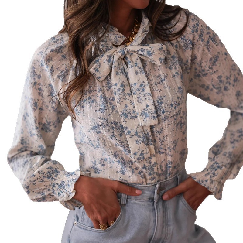 Womens Wear Bow Fashion Printe - Women Formal Wear With Tie ulasan dan harga