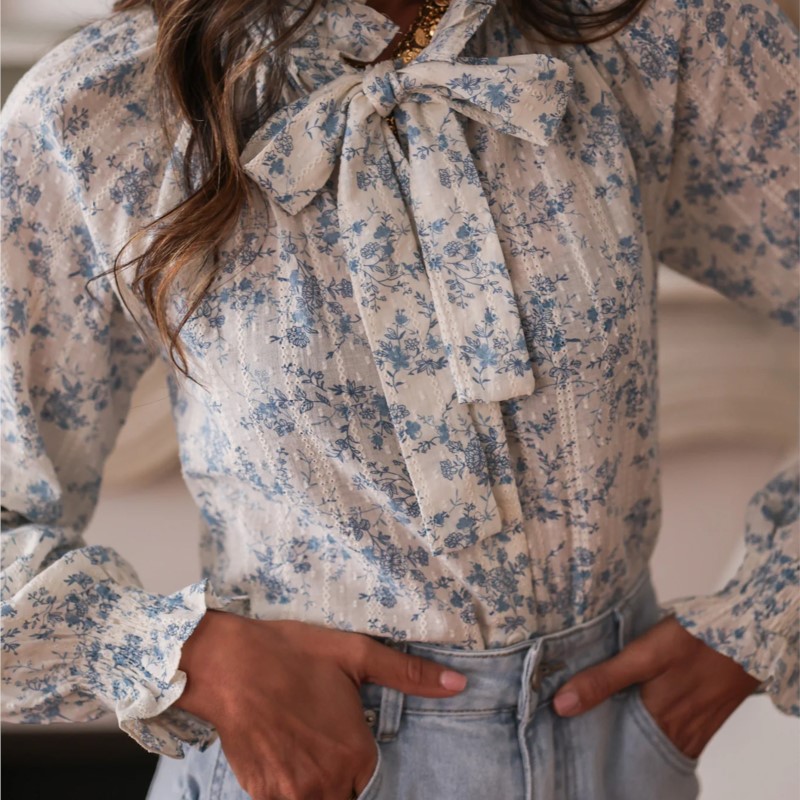 Womens Wear Bow Fashion Printe - Women Formal Wear With Tie ulasan dan harga