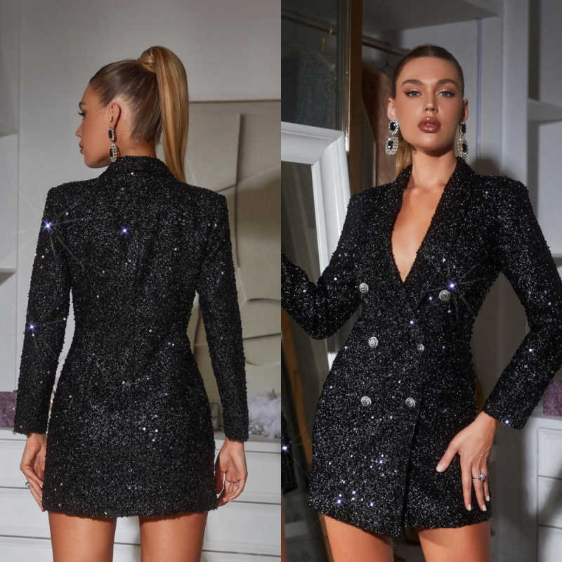 Sequined Women Blazer Dress Fo - Women Formal Wear With Tie ulasan dan harga