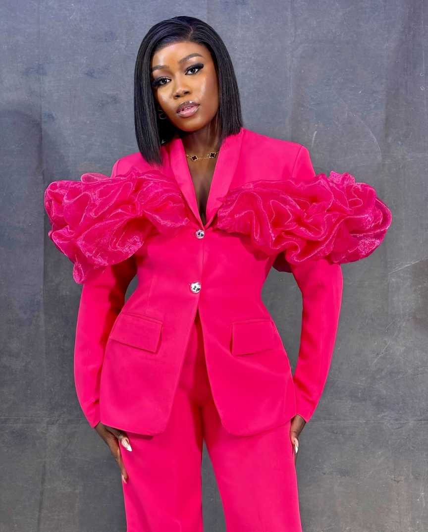 Customized Hot Pink Women Pant - Women Formal Wear With Tie ulasan dan harga